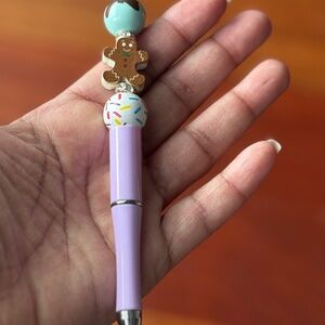 Handmade Whimsical Pink Gingerbread Pen